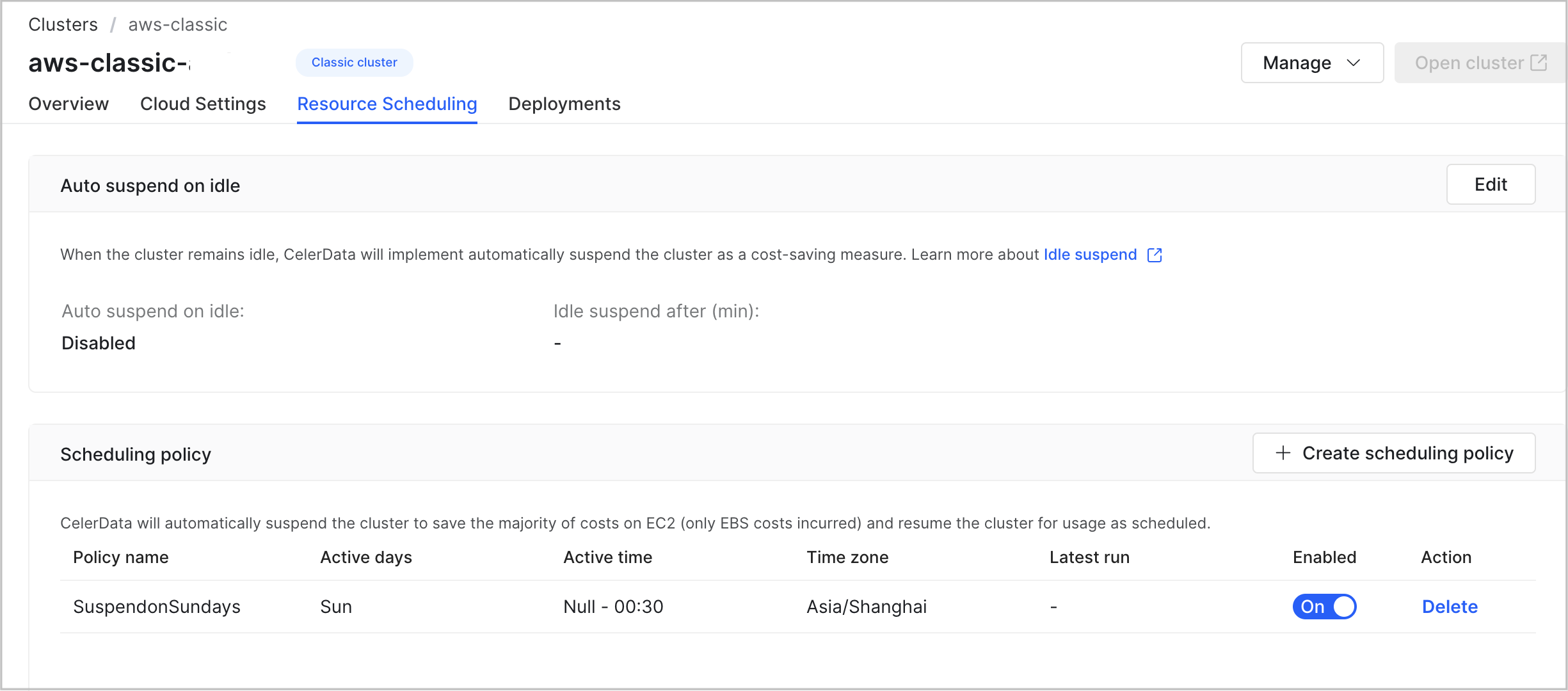 View Clusters - Resource Scheduling