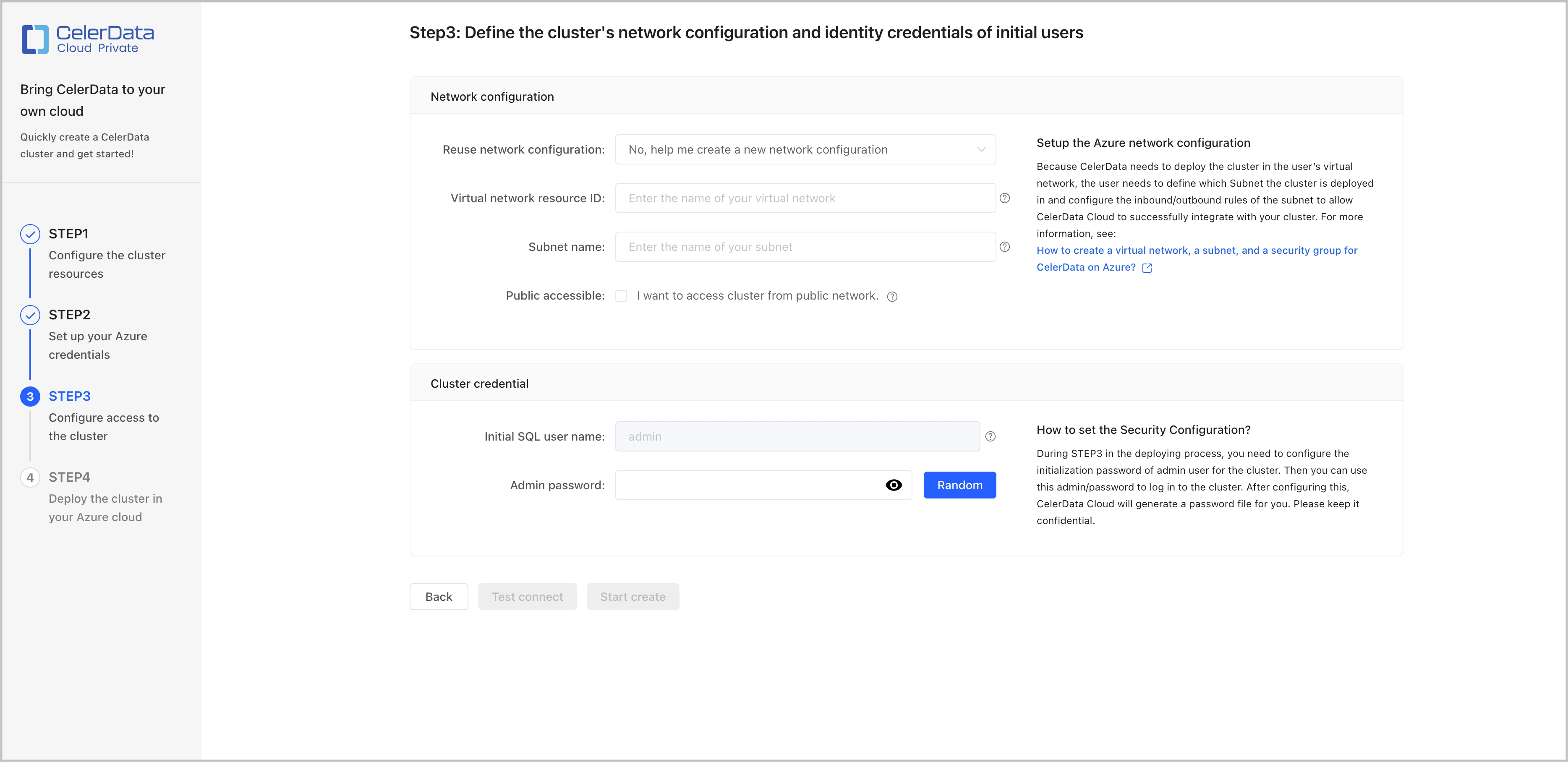 STEP3: Configure access to the cluster