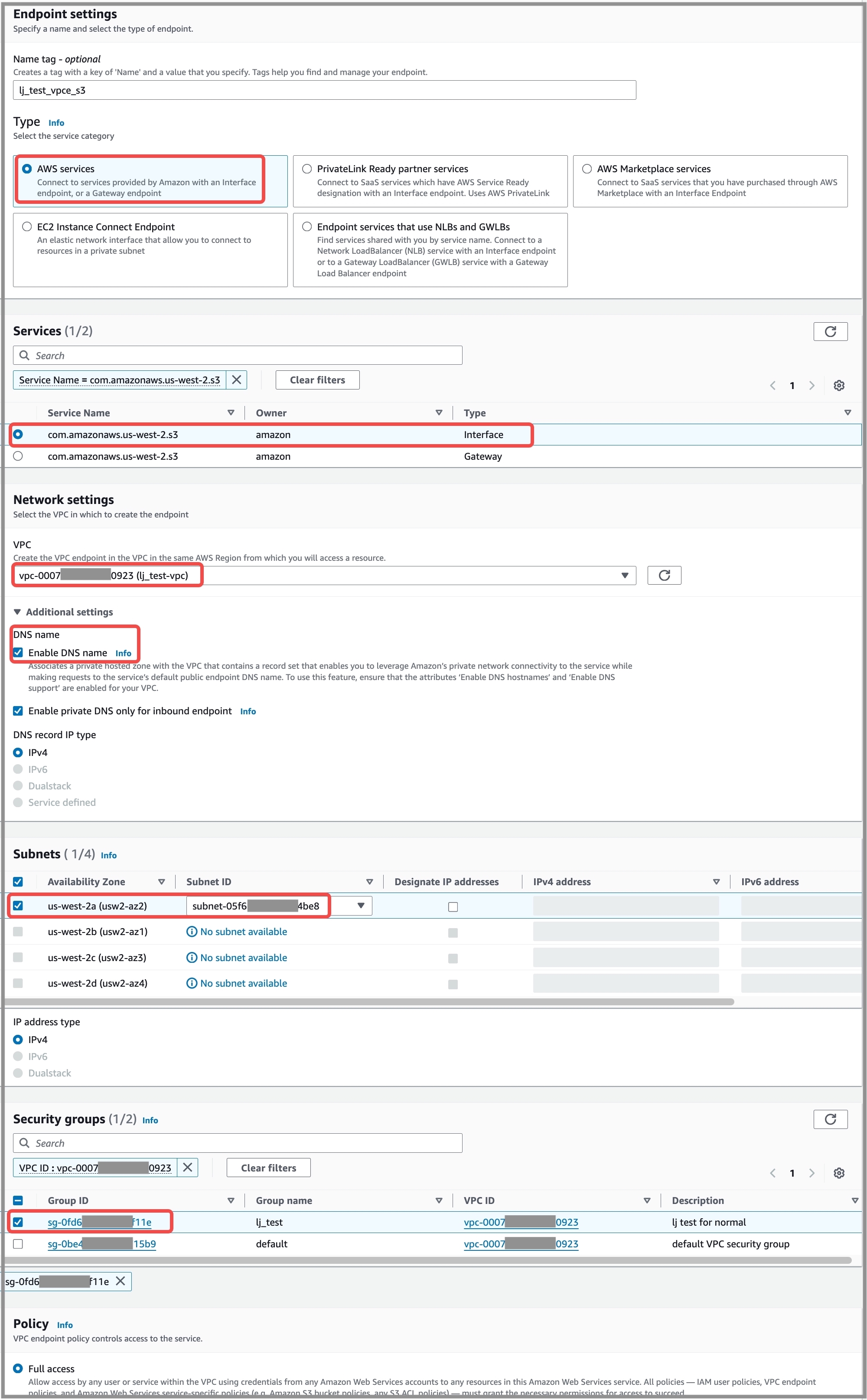 Create S3 endpoint