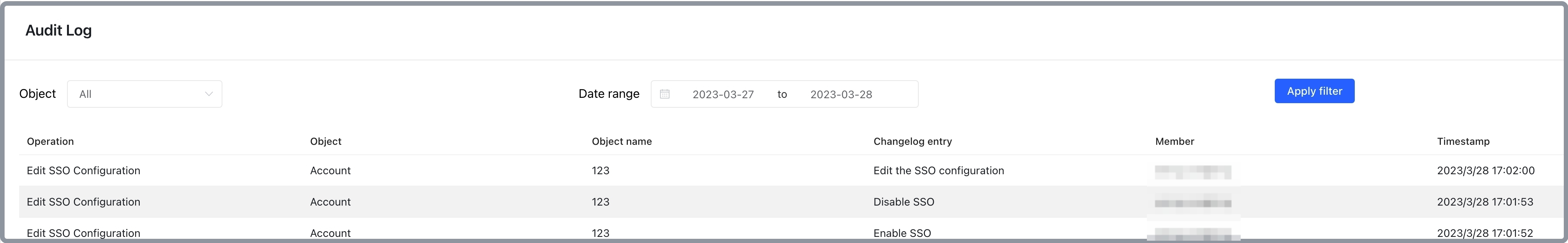 SSO Audit Logs