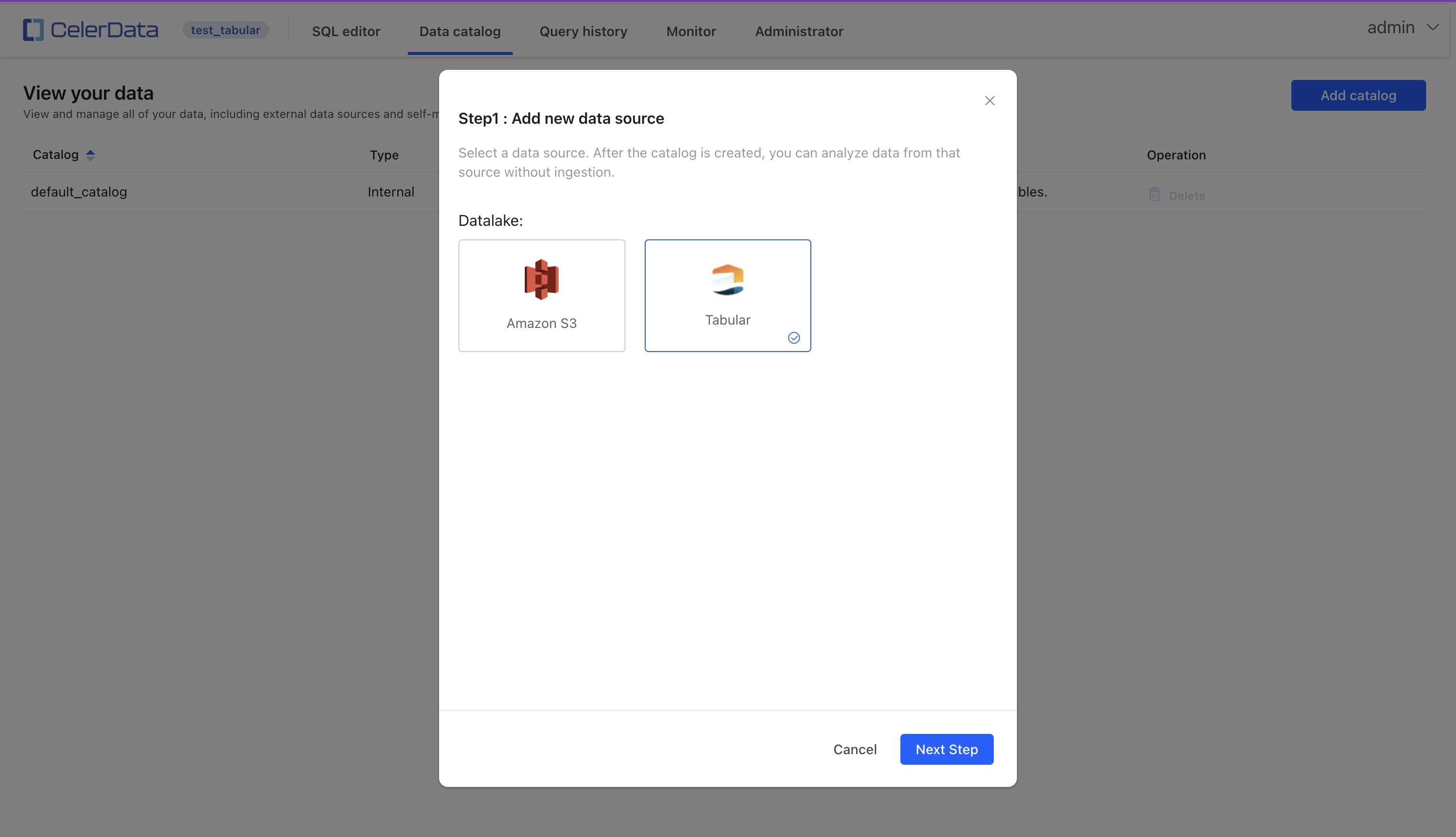 Create Tabular catalog - 1