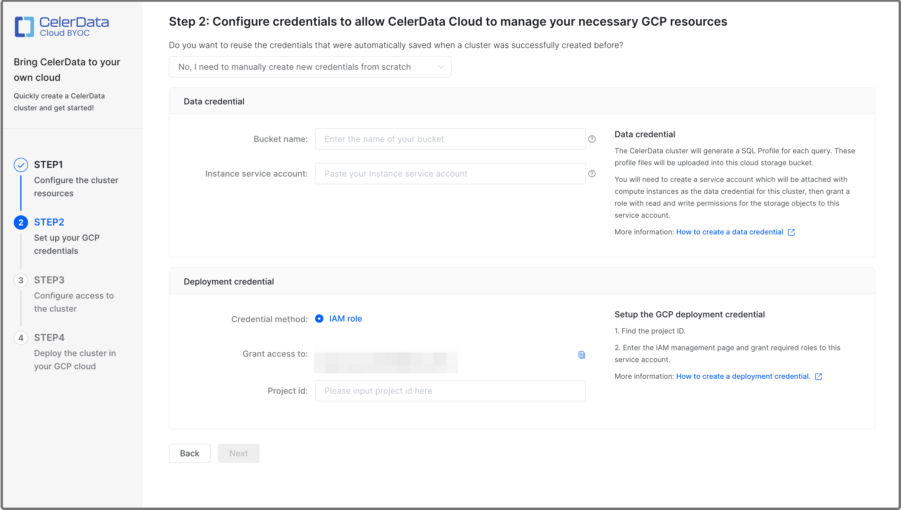 STEP2: Set up your GCP credentials - Create new credentials