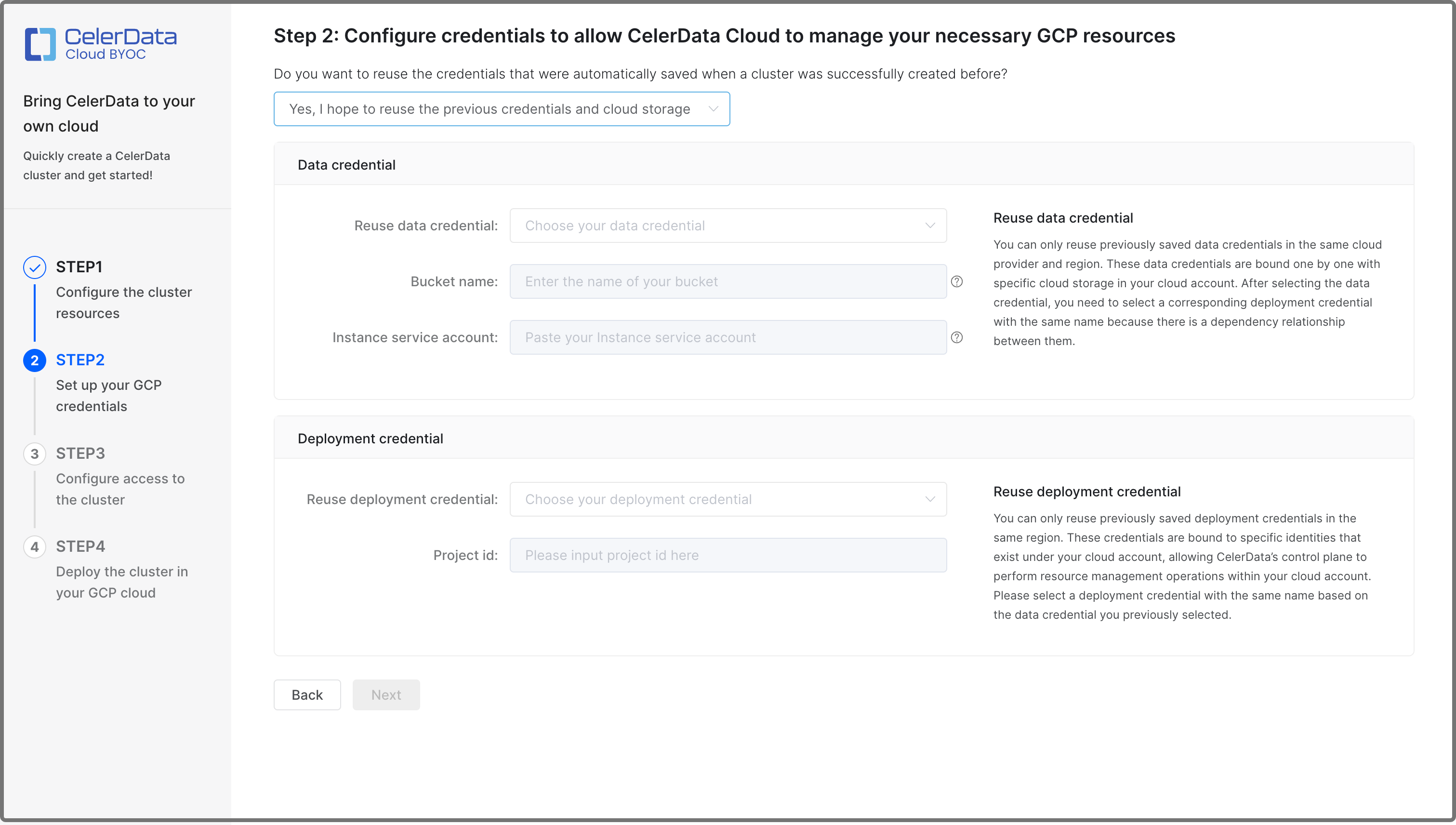 STEP2: Set up your GCP credentials - Create new credentials