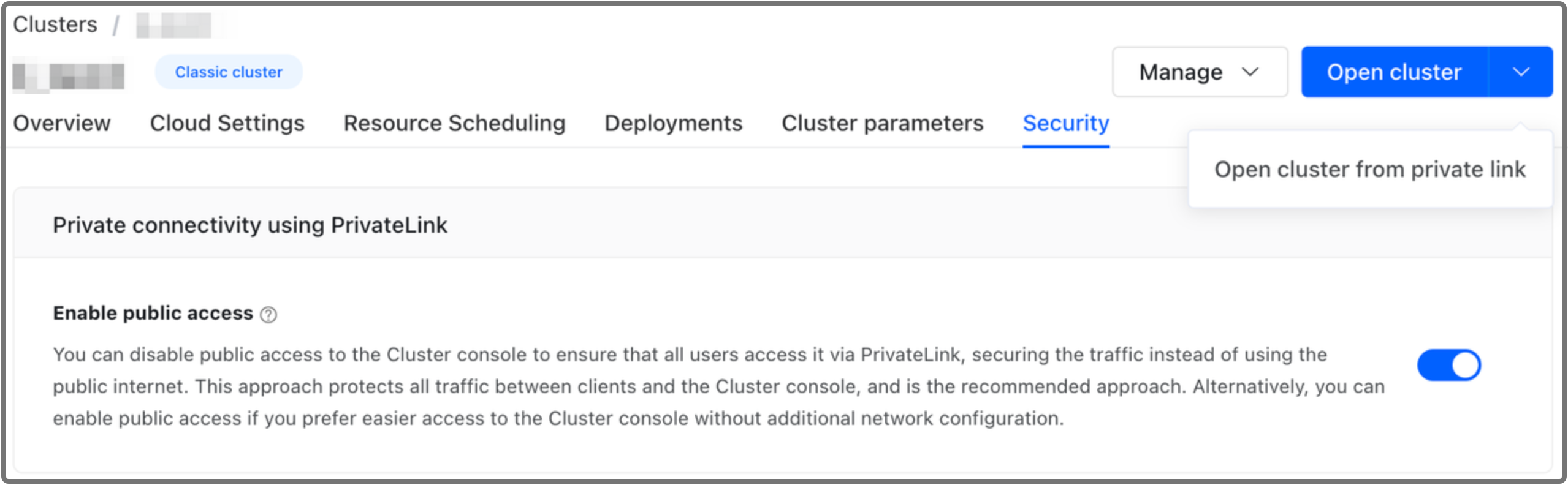 Open Cluster Button