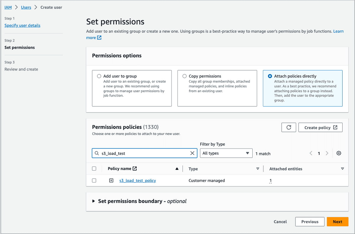 Create user - Step 2