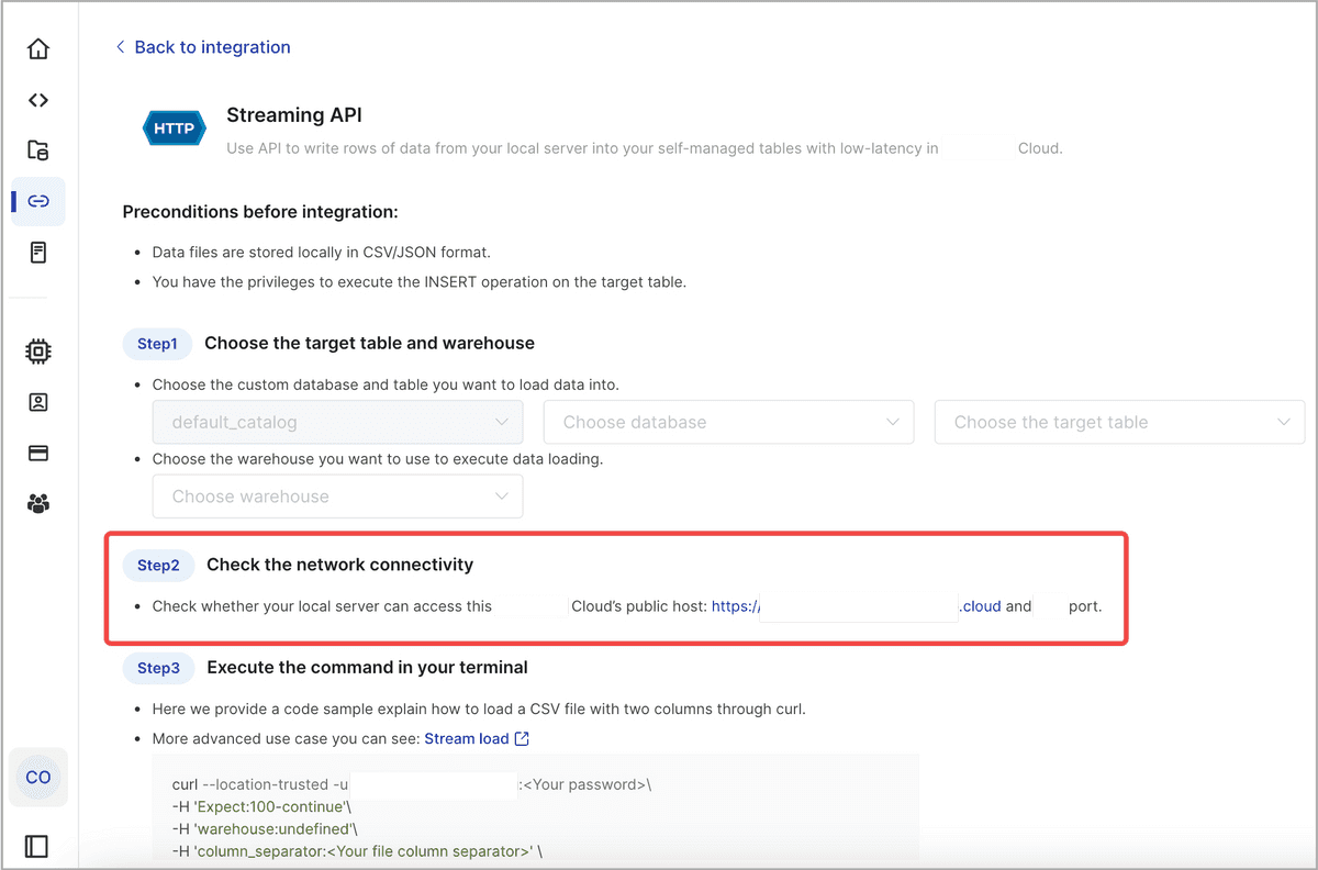 Streaming API > Step 2 Check network connectivity