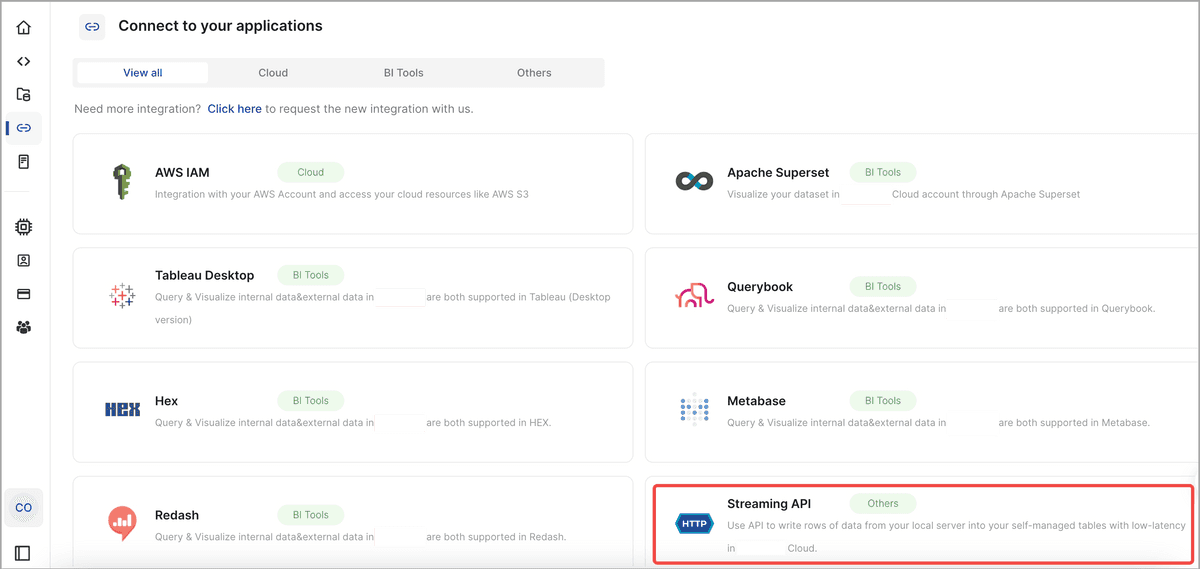 Integration > Streaming API